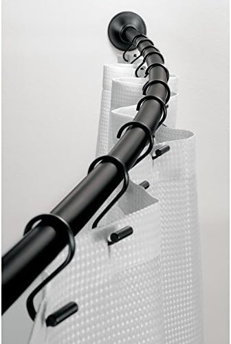 iDesign Curved Metal Shower Curtain Rod, Adjustable Customizable Curtain Rod for Bathtub, Stall, Closet, Doorway, 41-72 Inches, Matte Black,79077