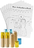 Hochzeitsmalbuch für Kinder - 6er Set - Ausmalbuch zur Hochzeit mit Buntstiften & Spitzern - Kindermalbuch mit 28 Seiten