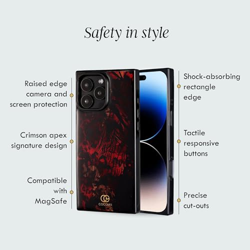 Image of COCOMII Rectangle for iPhone 15 Pro Max Case, Crimson Leopard