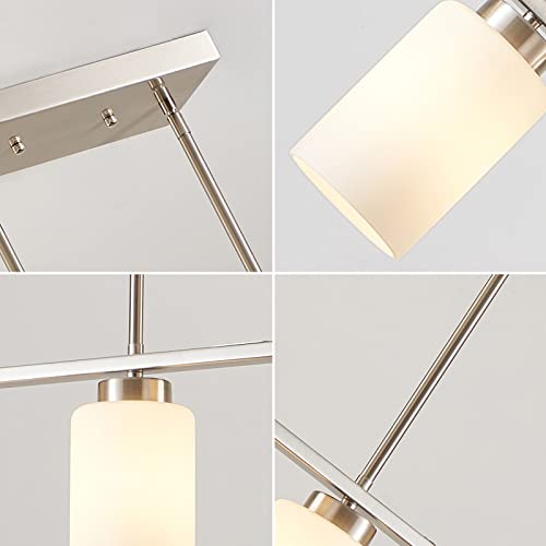 Indoor Pendant Light,Dining Kitchen Island Lighting Fixtures With Frosted White Glass Shades,4-Light Liner Ceiling Lamp Hanging Chandelier Light For Dinning Room Living Room #TOP1