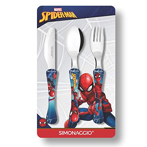Jogo de Talheres Infantil Marvel Kids Homem Aranha, Simonaggio, Multicor, Pacote de 3