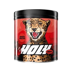 HOLY Energy Gaming Booster Flavour Powder | 50 portions with NewCaff & Green Tea Extract | Focus Booster – Focus Drink | Vegan with 100% natural fruit flavours (350 grams, Cherry Cheetah)