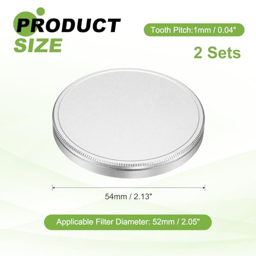 Capuchón de lente metálico PATIKIL 52 mm x 1 mm, 2 piezas, aluminio, protector de filtro apilable para cámaras miniatura 2