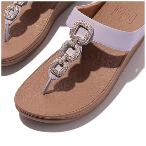 Image of FitFlop Women's Fino Crystal-Chain Leather Toe-Post Sandal
