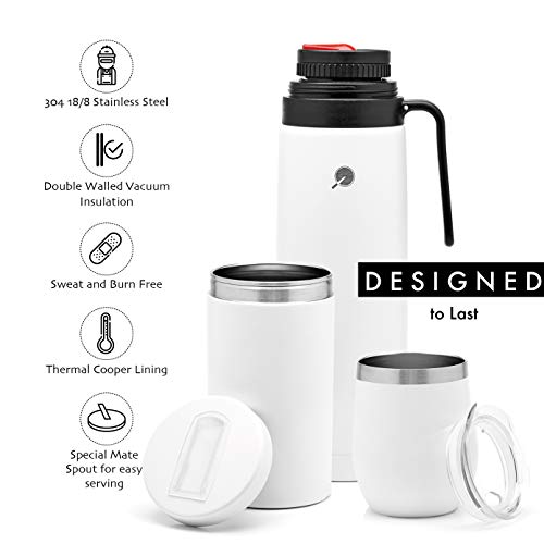 BALIBETOV Yerba Mate Bekerset - Moderne Yerba Mate Kalebas, Thermoskan, Yerba Mate-Container (Yerbero), Bombilla (Mate-Rietje) en Reinigingsborstel - 304 18/8 Roestvrij Staal (Wit) - Image 6