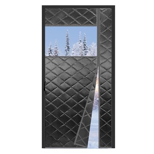 Magnetic Thermal Insulated Door Curtain, Side Opening Magnetic Screen Door, Upgrade Thermal Door Cover Prevent Heat Loss Wind, Cold and Noise Proof (Black, 90 * 200cm)