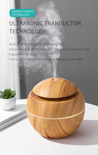 Wood Cool Mist Ultrasonic Humidifier for Room Moisture, Aroma Diffuser for Home, Essential Oil Diffuser with Colorful Light, Auto Shut-Off Ideal for Office, car, Travel, Home - Image 3