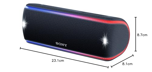 Sony SRSXB31B - Altavoz portátil Bluetooth (Extra Bass, Modo Sonido Live, Party Booster, Luces de Fiesta llamativas, Conector USB para Cargar Smartphone), Color Negro