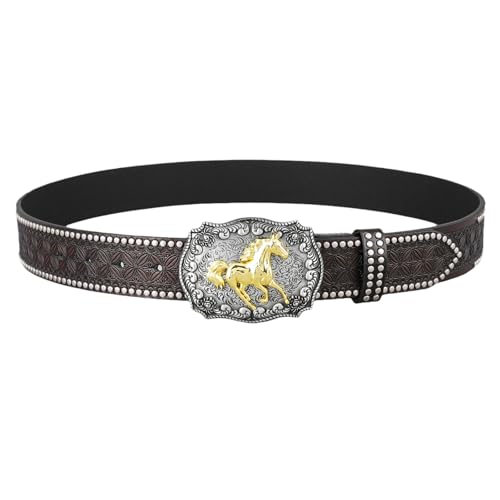 Ceinture cloutée style cowboy western large de 38 mm pour homme femme