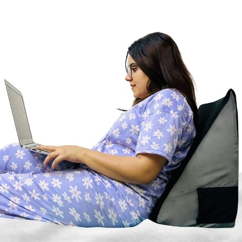 BLISSCLOUD Bed Wedge Pillow with Memory Foam, Orthopedic Back Support Cushion for Acid Reflux, GERD, Snoring, Post Surgery, Pregnancy, Elevated Sleeping, for Pain Relief and Comfort, Black & Grey