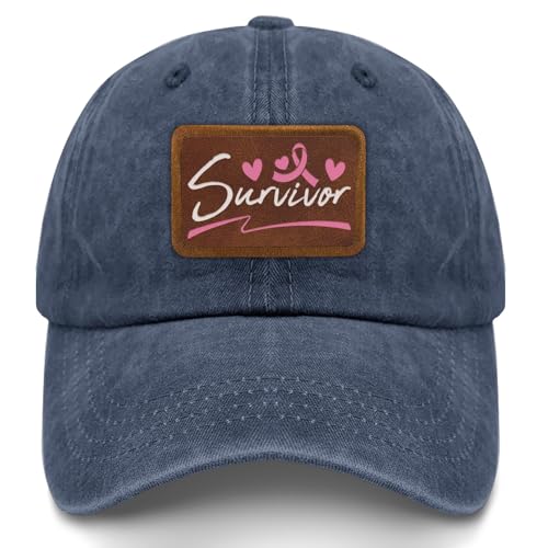 ODCRAT Breast Cancer Survivor Golf Hat Mens Running Hat Navy Blue Black Bucket Hat Gifts for Grandma Running Cap