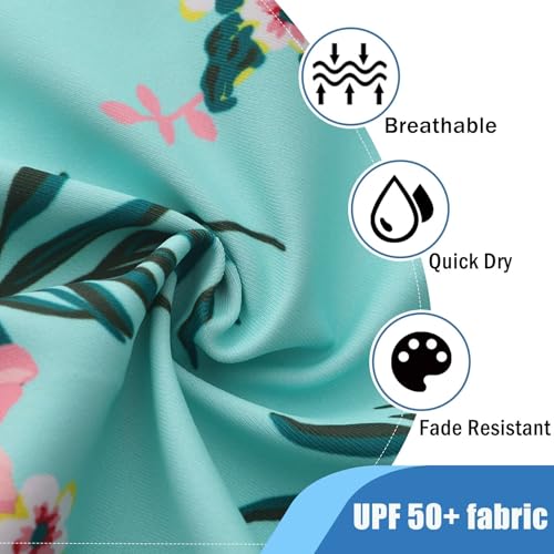 Image of Girls One Piece Swimsuits Short Sleeve Swim Dress for Girls Hawaiian Skirted Bathing Suit Summer Swimwear 3-16 Years
