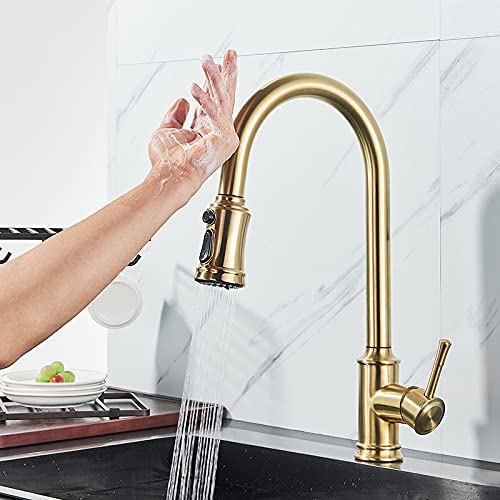 Grifo de cocina táctil inteligente negro mate giratorio de 360 grados