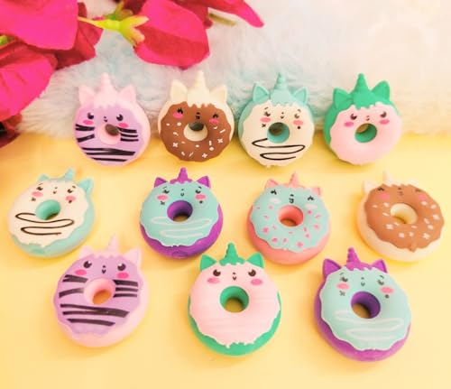 Image of TERA 13 12 Pcs Donut Shape Erasers for Kids, Cute Pencil Erasers for Girls & Boys, School Stationery Set, Birthday Return Gifts for Children (Multicolor)