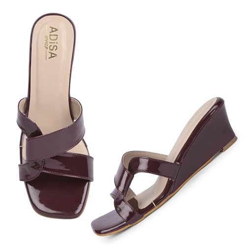 Image of Women Girls Comfortable Slip-On Glossy Sandals - Stylish All Day Comfort Ladies Footwear for Daily Wear