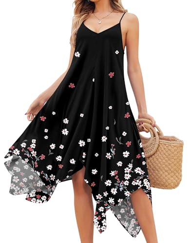 Image of Chigant Women's 2026 Summer Dress Casual Boho Sundress Spaghetti Strap Swimwear Cover Up Beach Flowy Midi Vacation Dresses