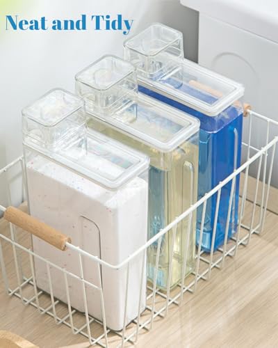 VVGAOGES Detergent Dispenser, Reusable Empty Bottles, 1000 ml/34 oz Detergent Container for Liquid Detergent and Fabric Softener, Washroom Organiser (Transparent) - Image 5