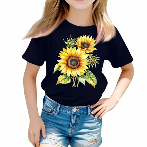 Cute Sunflower Dandelion Graphic T Shirts for Girls Short Sleeve Tshirt Summer Crewneck Top Cotton Loose Basic Tee