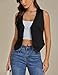 luvamia Vest Tops for Women Trendy Fashion Casual Summer Cropped Dressy Suit Vests Button Up Sleeveless Waistcoat Womens Black Vest Black Large Fits Size 12 Size 14