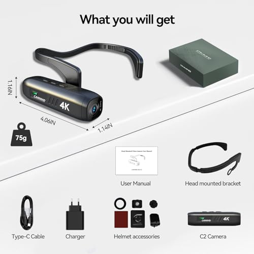 CAMMHD C2 Cámara de Video 4K, Cámara de Vlog para Llevar Puesta con Estabilizador de 6 Ejes, Grabadora con Control por App Wi-Fi (64G) - imagen 5