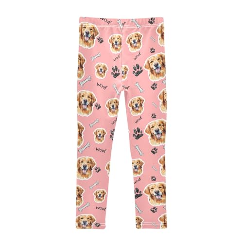 Cute Puppy Face Pink Girls Leggings Soft Comfortable Athletic Leggings Dancing Pants for 4-10 Years2