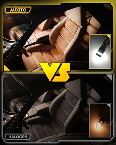 AUXITO 194 LED Light Bulb 6000K White Super Bright 168 2825 W5W T10 Wedge 24-SMD 3014 Chipsets LED Replacement Bulbs Error Free for Car Dome Map Door Courtesy License Plate Lights (Pack of 10)