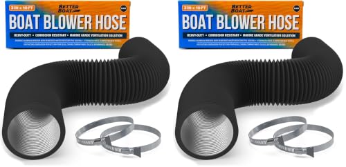 Image of Boat Blower Hose, 3 Inch Marine Exhaust Hose, 10 Ft Flexible PVC Duct | Bilge, Engine Compartment, Galley, Head, or Dryer Vent, Black (Pack of 2)
