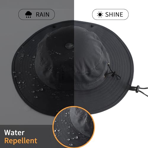 Image of Home Prefer UPF50+ Mens Sun Hat Wide Brim Womens UV Protection Beach Bucket Hat for Fishing Hiking Snap Up Cowboy Hat