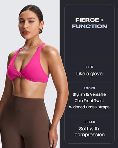Image of Aoxjox Women's Satara Low Impact Sports Bra | chic front twist, widened cross straps, medium support,breathable fabric, workout fitness yoga crop tank, gym essential