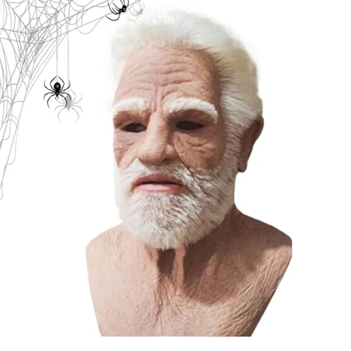Yulokdwi Maschera Viso Anziano Realistica per Adulti,Halloween Rivestimento Facciale Realistico