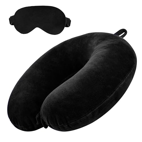 Image of Billebon Premium Neck Pillow Eye Mask Combo Airplane Travel Pillow with Comfortable Velvet Sleeping Eyemask Head Rest Pillow & 30 Years Warranty
