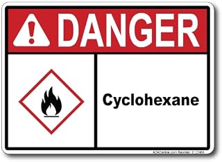 Cyclohexane Flammable & Dangerous Chemical Warning Sign Durable Industrial Safety Sign for Hazardous Areas and Chemical Handling- Aluminum -10” x 7”