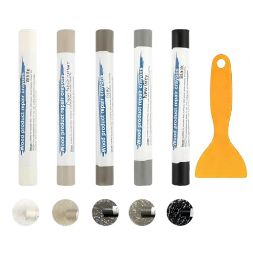 YAYNO Kit de reparación de muebles de madera, serie gris, kit de reparación de madera para retoques de madera para gabinetes de madera, suelo, puerta, mesa, arañazos, grietas, agujeros y manchas