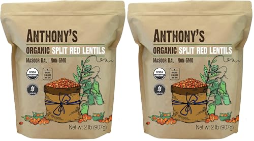 Anthony's Organic Split Red Lentils, 2 lb, Masoor Dal, Gluten