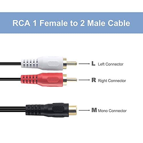 Image of C & E 0.6 m RCA Stereo Audio Extension Cable RCA female to 2 RCA Male PACK OF-3