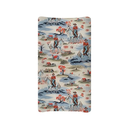 Image of Horse Westren Changing Pad Cover for Baby Comfort Diaper Change Table Pad Covers Soft Breathable Changing Pad Sheets Cover Cute