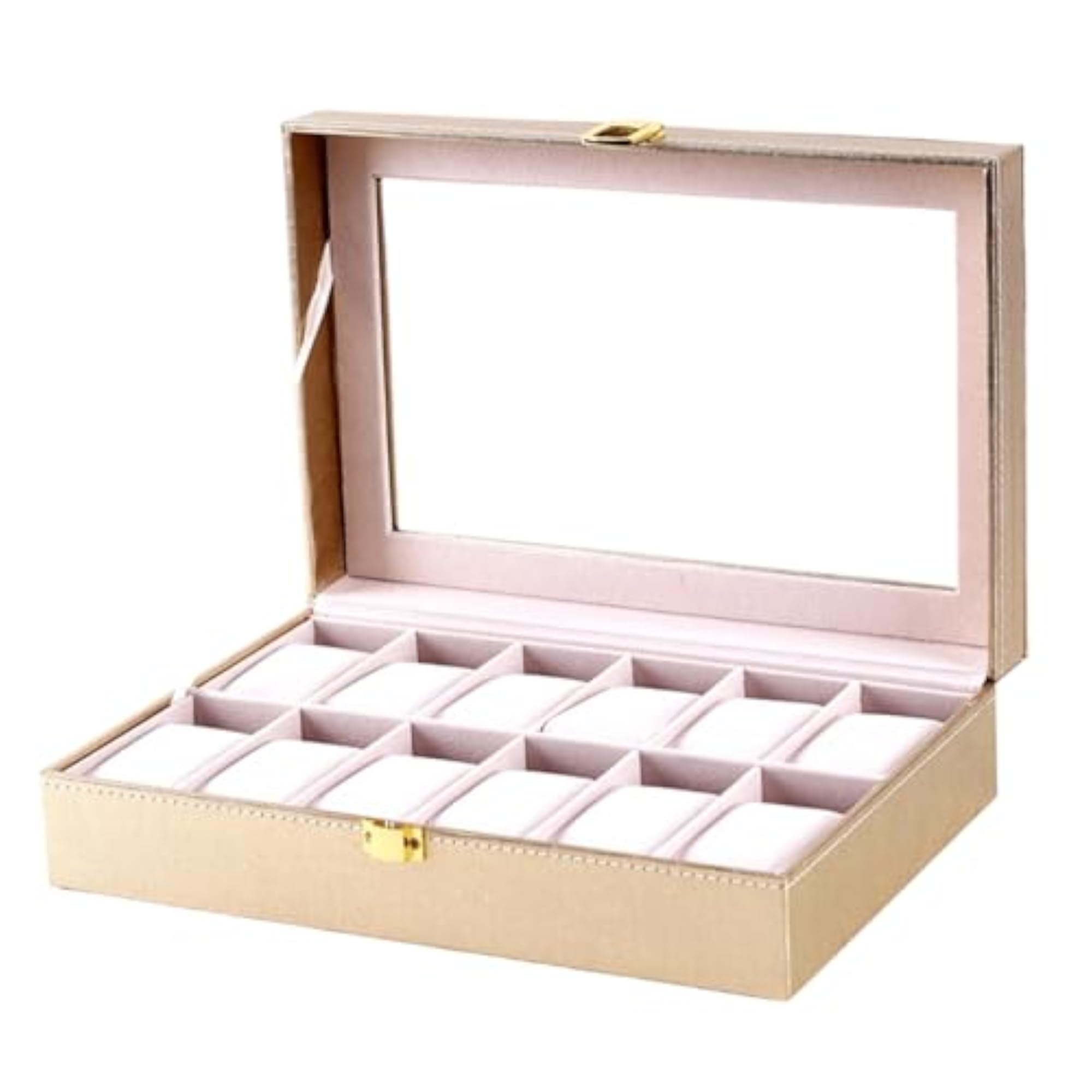 Padded Hard Shell Watch Box with Gold Finish