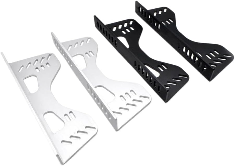 2pcs Universal Black Silver Bucket Seat Side Mount Brackets Compatible with Car Modification Thickened Aluminum(Silver)