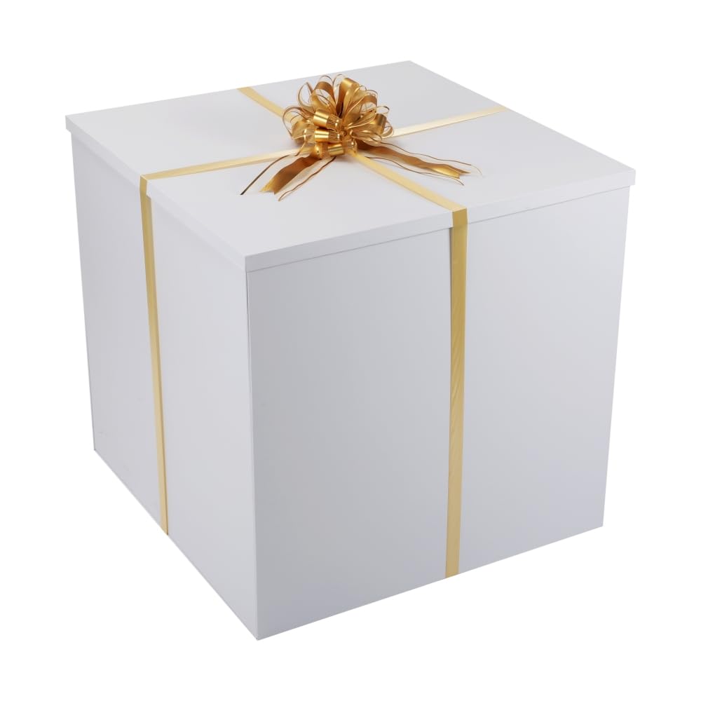 Extra Large Gift Box with Lid 28x28x28 Inches, White Big Gift Box for Gender Reveal, Giant Gift Boxes with Lids for Presents Packaging for Birthday Surprise, Christmas, Anniversaries, Wedding Party