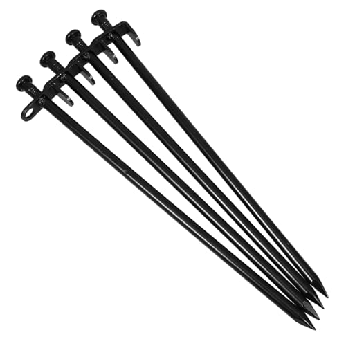BCOATH 4 Stück Teiliges Metall Gartenerdanker Schwarz mit spitz zulaufender Spitze Wetterfeste Pflanzstäbe für Garten Gewächshaus Zelt und Gemüsebeete Robuste Bodenanker für festen Halt