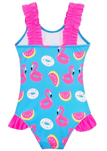 Image of XiaoMoSha Girls One Piece Swimsuit Ruffled Straps Bathing Suits Summer Swim Suit Quick Dry Beach Swimwear for Kids 3-10 Years