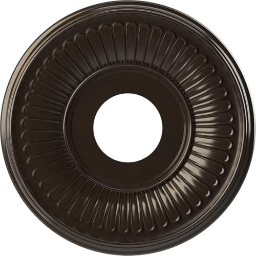 Image of Ekena Millwork CMP13BEERU Berkshire Thermoformed PVC Ceiling Medallion (Fits Canopies up to 5 3 /4 inch), 13 inchOD x 3 1 /2 inchID x 3 /4 inchP, Universal Metallic Rustic Mist