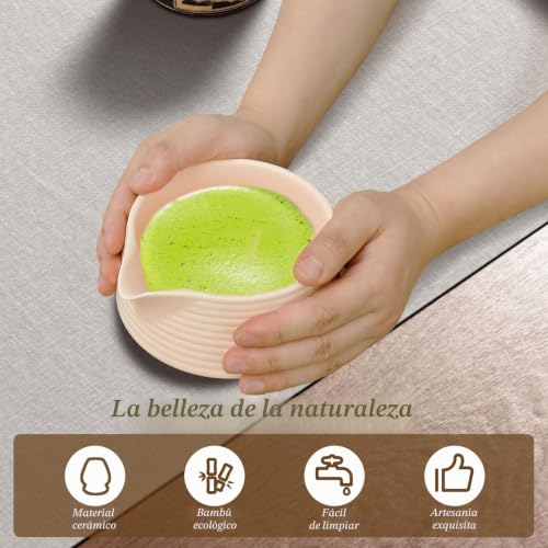 Miniatura 6 de Juego De Té Matcha, 8 Piezas, Con Whisky, Broom, Cuenco Con Spout, Soporte Para Escoba De Bambú, Alfombrilla De Té, Soporte, Juego De Iniciación Matcha, Rosa Cerezo