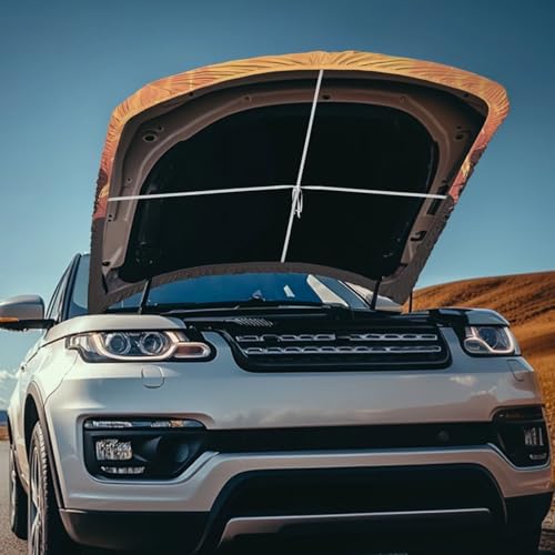 Image of Bonfire Printed Car Hood Cover Protector 59x39 Inch Waterproof Auto Hood Wraps Auto Banner Automotive Exterior Accessories for Compact Sedans SUV Trucks