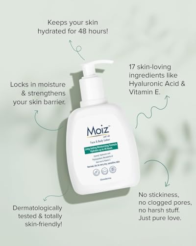 Image of Moiz Cleansing Lotion, Face & Body Cleanser for Sensitive Skin, with Aloe Vera & Pro-Vitamin B5, Soap, Paraben & Sulphate Free, 200ml