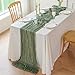 Sioloc Sage Green Cheesecloth Table Runner 120'' x 35'',Spring Easter Decor Soft Gauze Boho Wedding Table Decor for 10ft Table Birthday Party,Baby Shower, Bridal Shower, Home & Event Decor