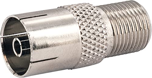 SCHWAIGER UEST9320 201 IEC-Stecker auf F-Stecker Adapter Koaxialkupplung Koax-Stecker Koaxial Verbindung Satelliten-Anschluss Kupplung Satellitenfernsehen Kabelfernsehen