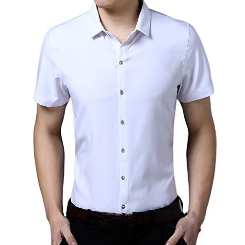 Chemise hawaïenne blanche mince à manches courtes pour hommes H3TF5J