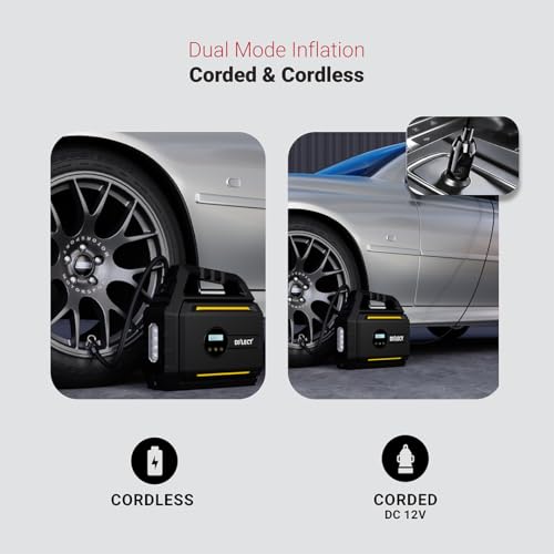 Image of Dylect Smart Tyre Inflator with Jump Starter DC 14.8V | 7200mAh Battery | Power Bank | 150PSI | Digital Display | AC /DC Supported | C Type Charging | Auto Cut-Off