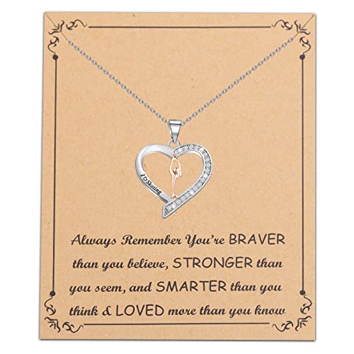 BNQL Figure Skating Necklace - Ice Skater Gifts for Girls Who Love Skating - Skater Jewelry